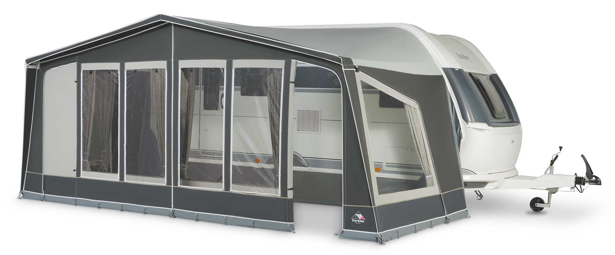 Dorema Multi Nova Trend Awning attached to a caravan