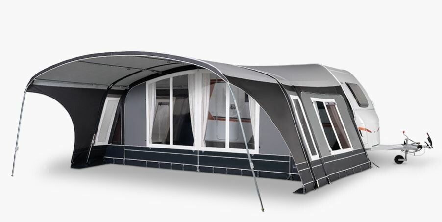 Dorema Onyx Aluminium Awning Canopy attached to a caravan